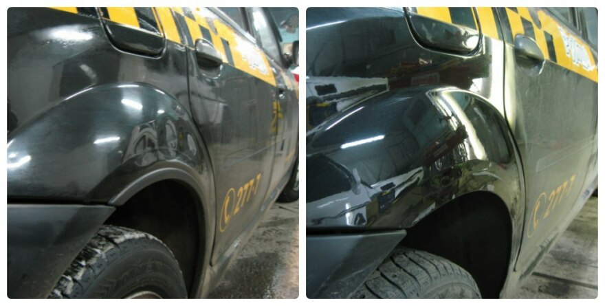 Фото до и после ремонта крыла авто